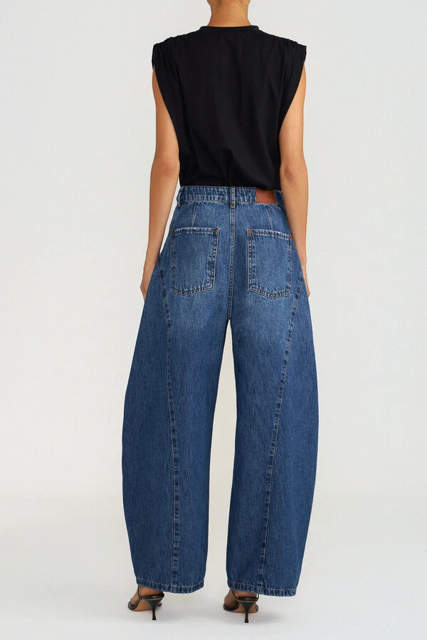 Calça Tailor Barrel Jeans Escuro