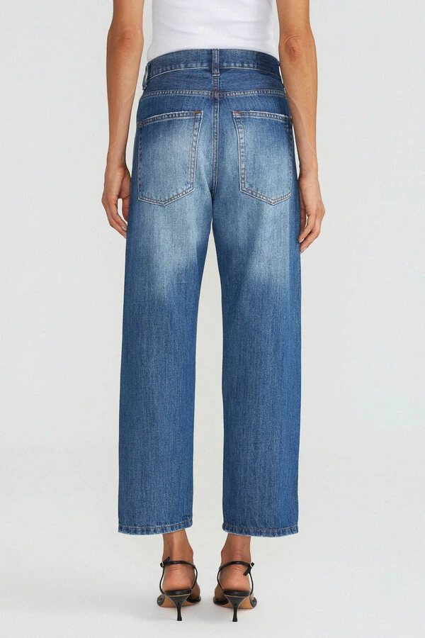 Calça Wide Leg Cropped Jeans Escuro