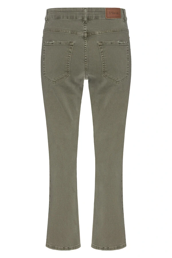 Calça Cropped Zip Green Denim