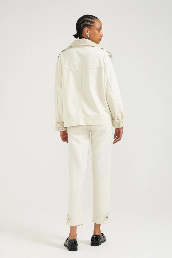 Jaqueta Aviator Sherpa Natural Denim