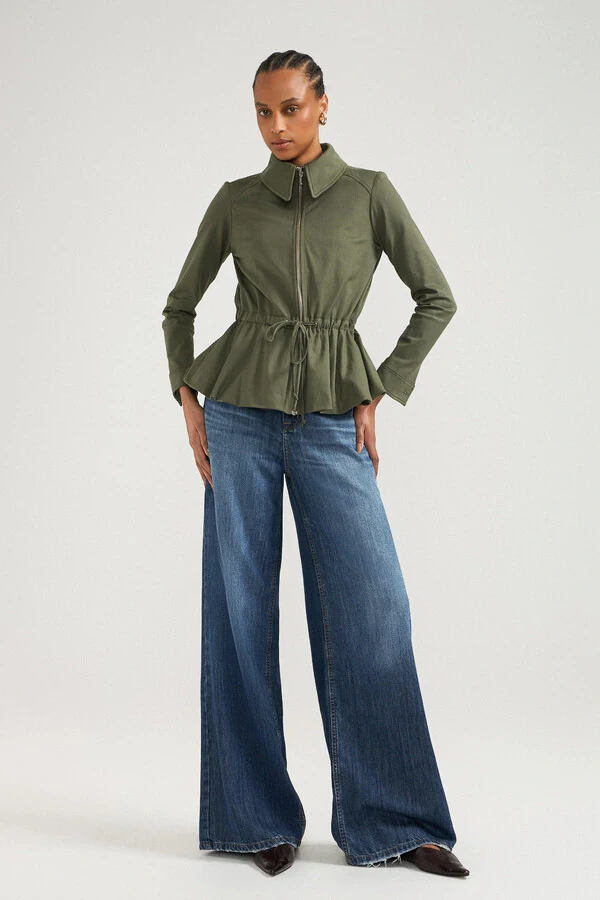 Jaqueta Peplum Green Denim