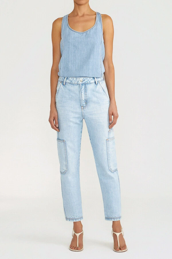 Calça Relaxed Cargo Jeans Vintage Light