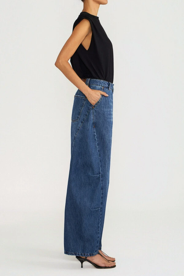 Calça Tailor Barrel Jeans Escuro