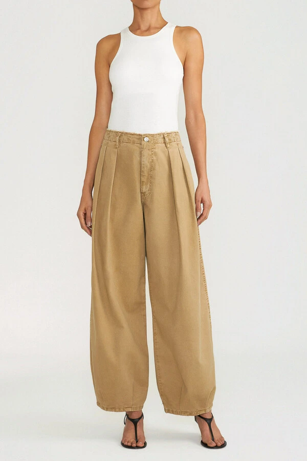 Calça Peplum Khaki Denim