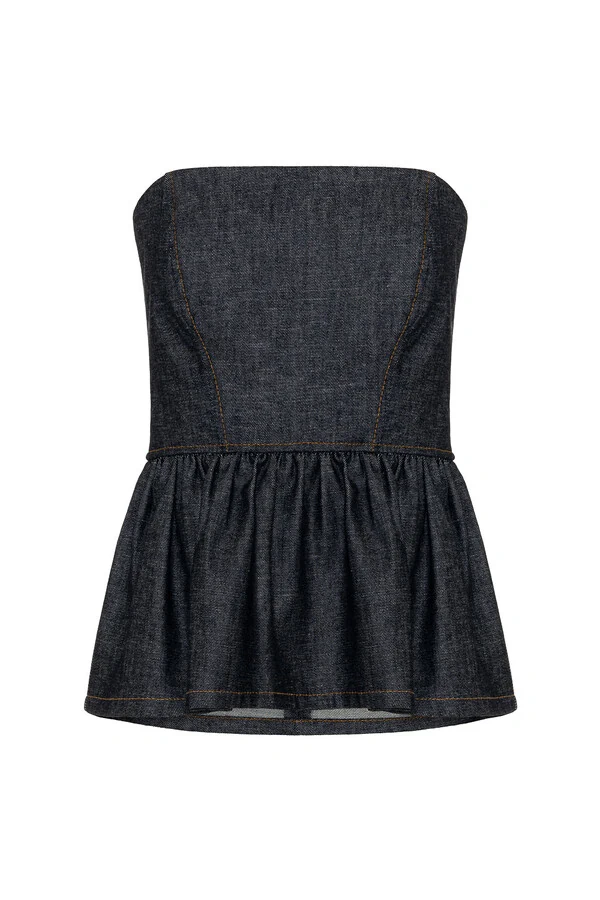 Top Peplum No Wash Denim