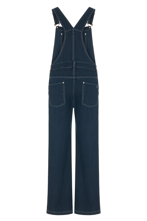 Jardineira Wide Leg Navy Denim
