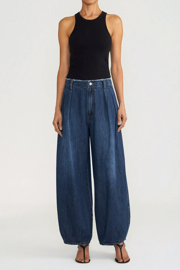 Calça Peplum Dark Wash Jeans