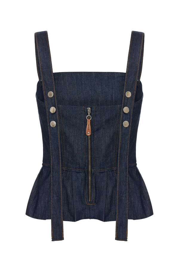 Corset Peplum Raw Denim