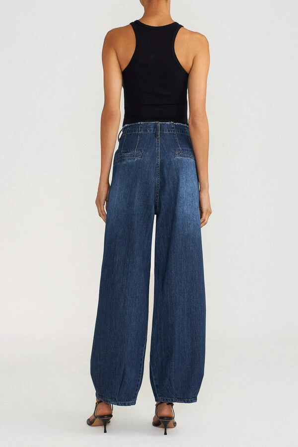 Calça Peplum Dark Wash Jeans