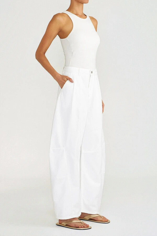 Calça Tailor Barrel White Denim