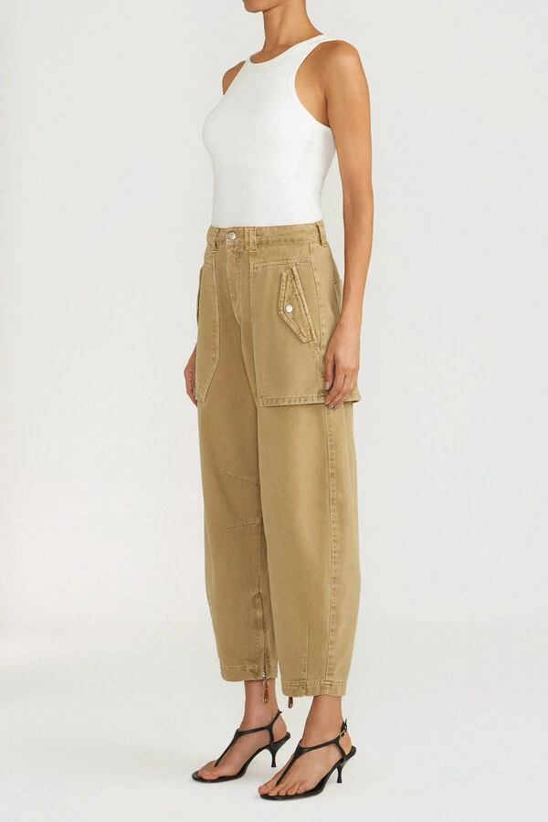 Calça Curve Overlap Khaki Denim