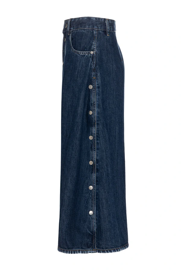 Saia Godê Botão Lateral Jeans