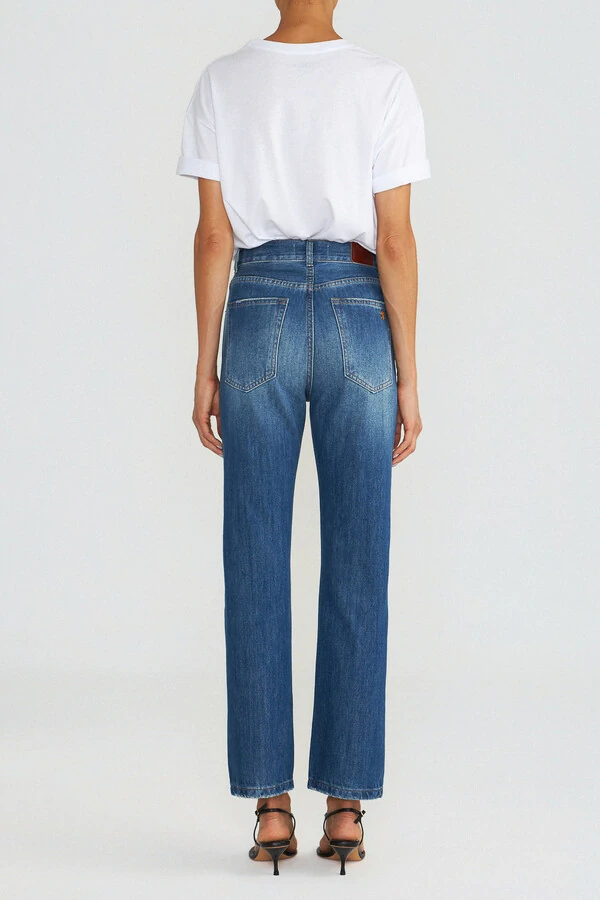 Calça Straight Jeans Escuro
