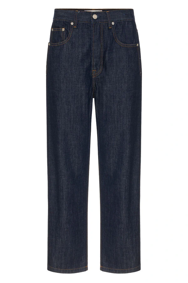 Calça Wide Leg Cropped Raw Denim