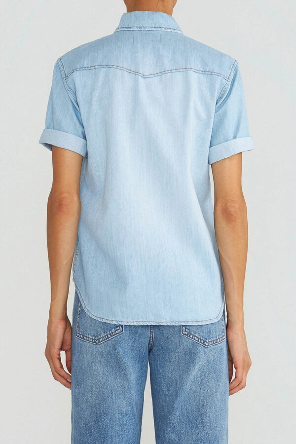 Camisa Manga Curta Jeans Vintage