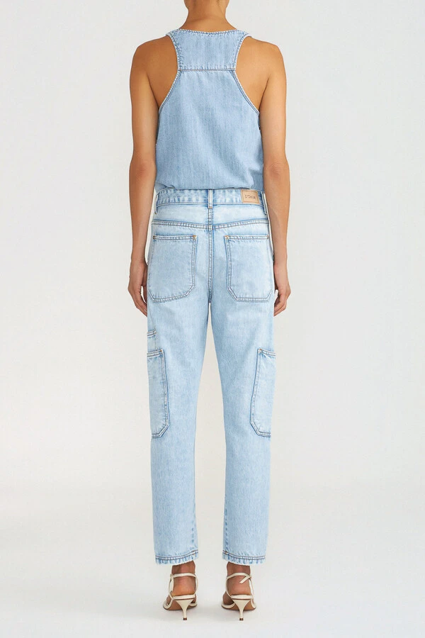 Calça Relaxed Cargo Jeans Vintage Light