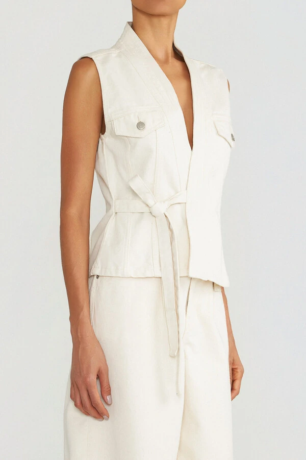 Colete Kimono Natural Denim