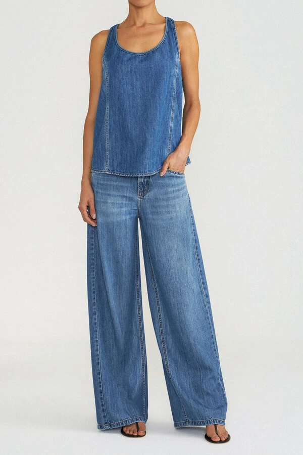Regata Oversized Jeans Médio