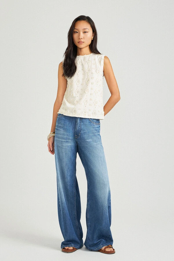 Calça Wide Parker Jeans Medio