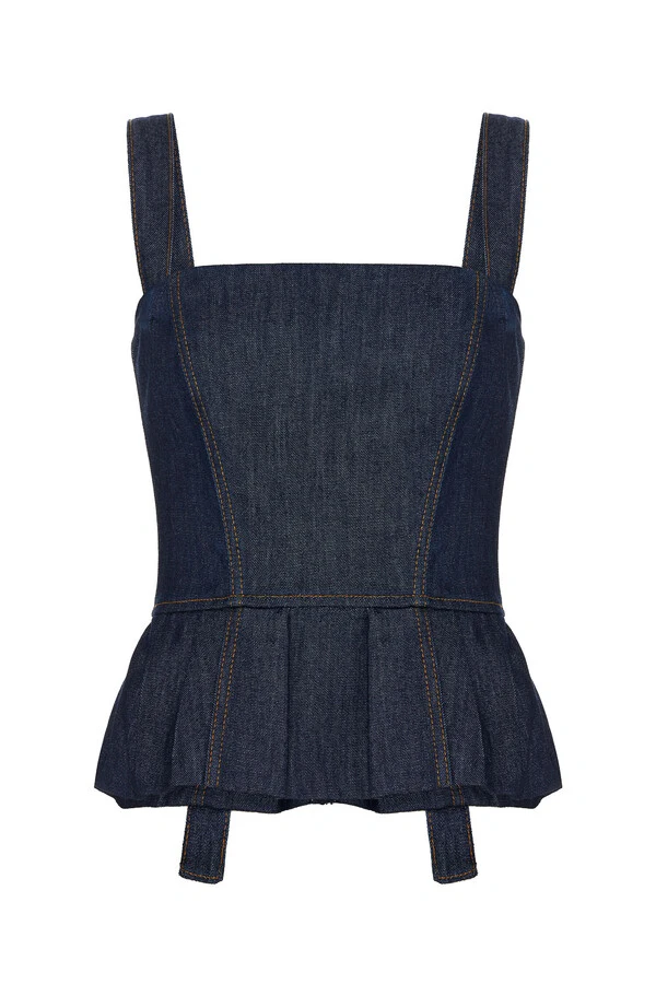 Corset Peplum Raw Denim