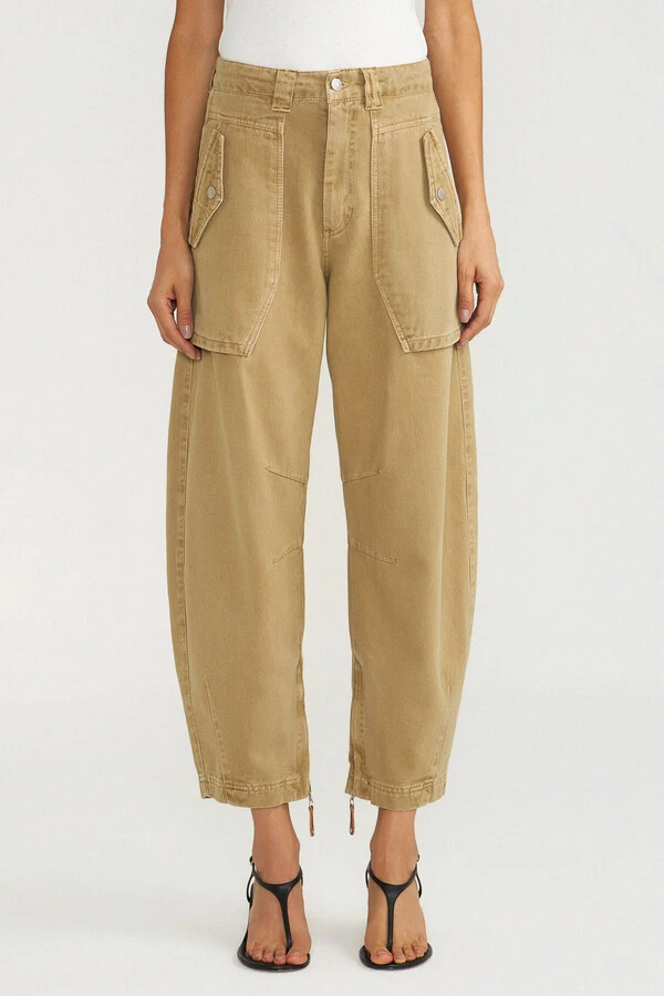 Calça Curve Overlap Khaki Denim