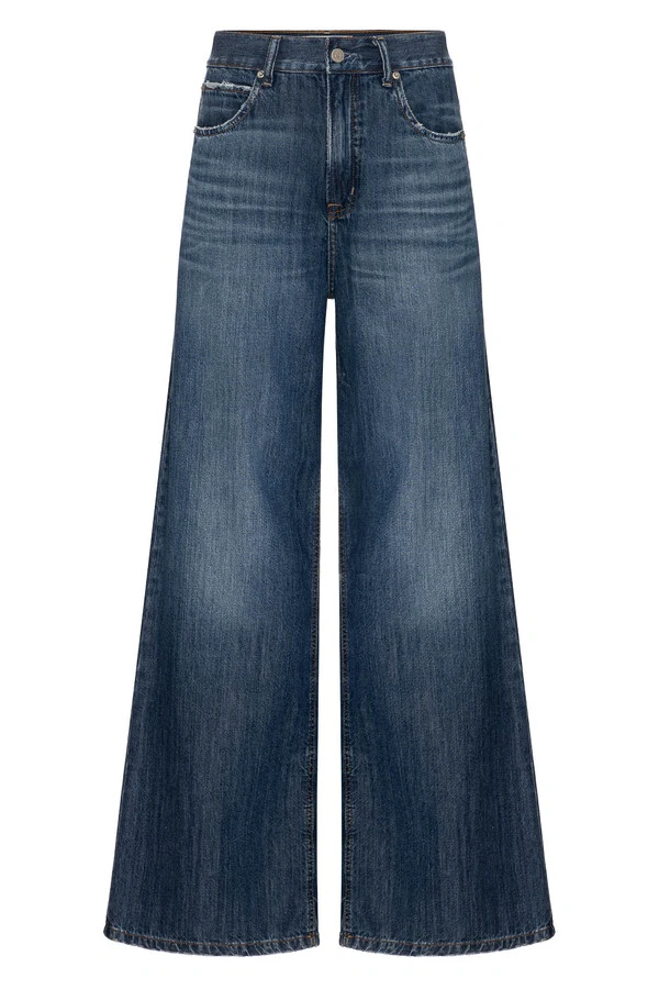Calça Palazzo Soft Jeans Escuro