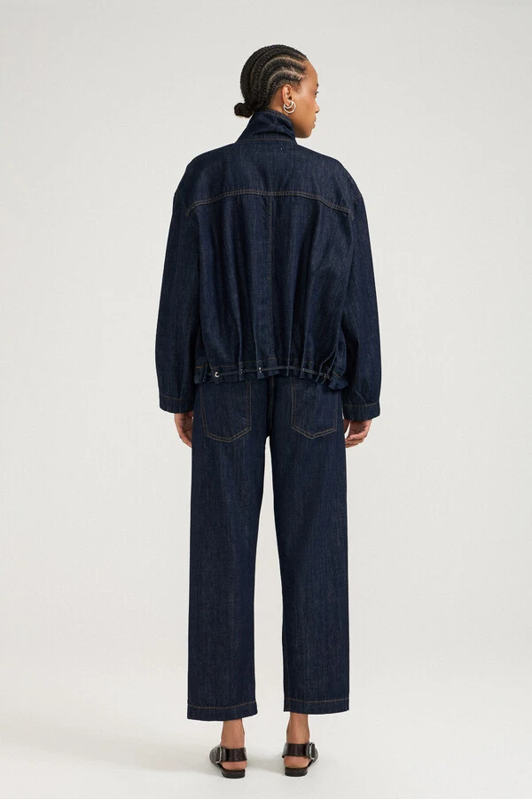 Jaqueta Bomber Ilhós Raw Denim