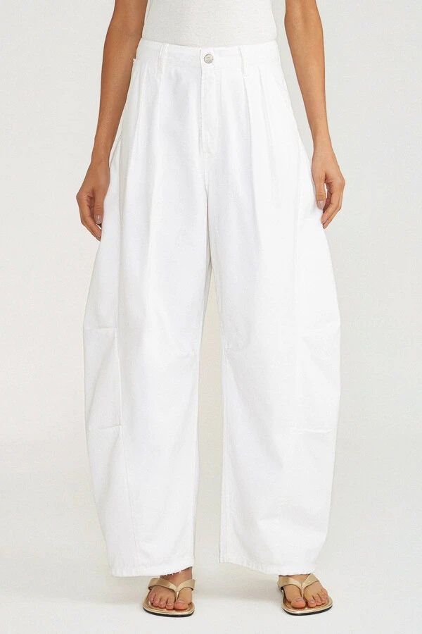 Calça Tailor Barrel White Denim