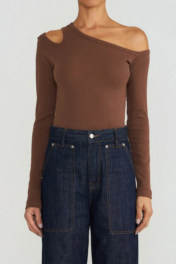 Blusa Canelada Junia Marrom