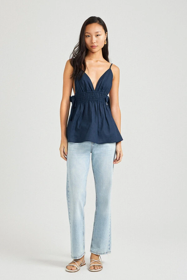 Top Capri Cambraia Marinho