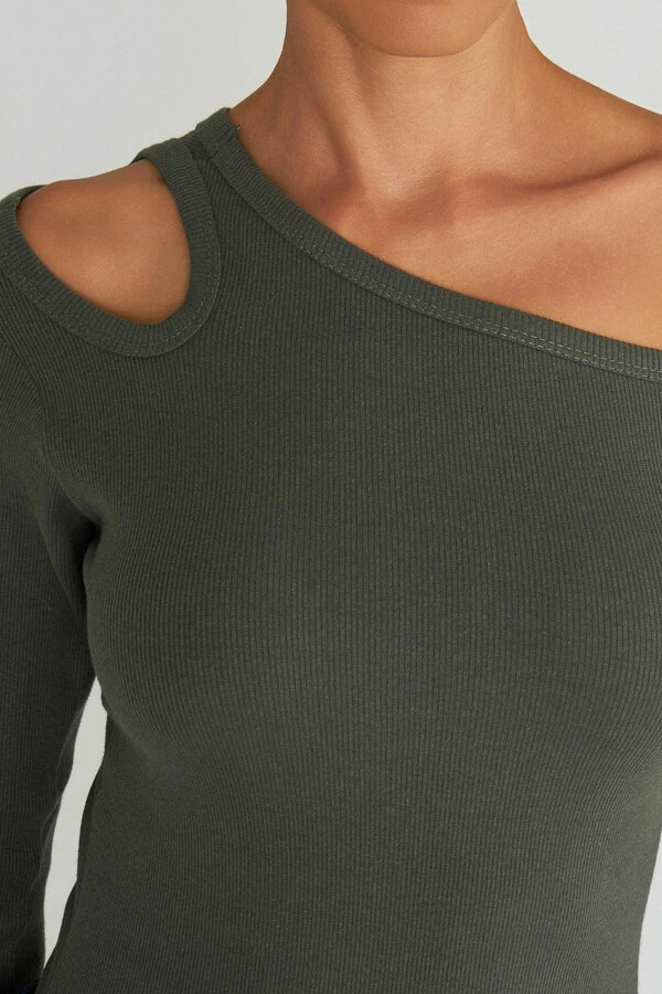 Blusa Canelada Junia Verde Militar