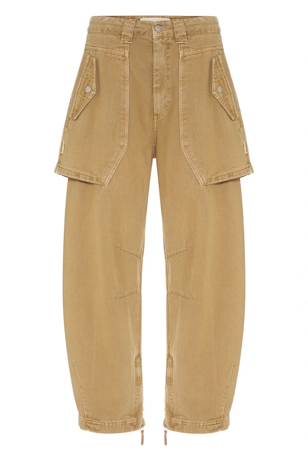 Calça Curve Overlap Khaki Denim