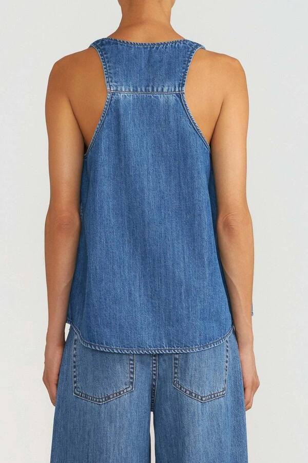 Regata Oversized Jeans Médio