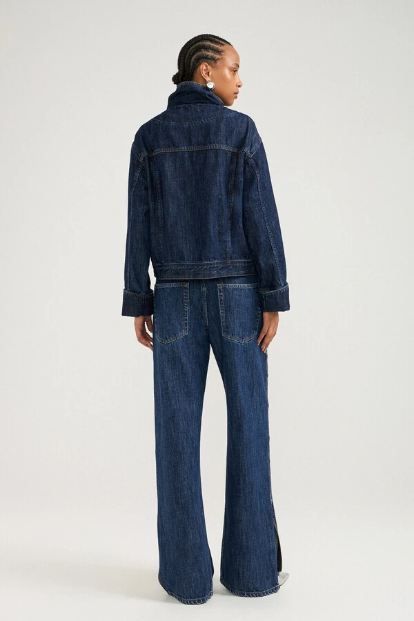 Jaqueta Aviator Jeans Médio