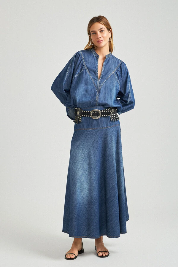 Saia Beta Midi Jeans