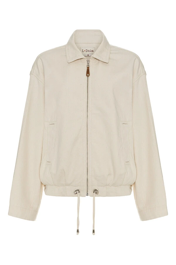 Jaqueta Bomber Ilhós Natural Denim