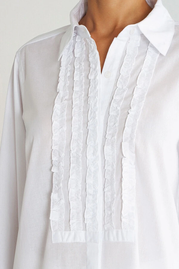 Camisa Smoking Babado Branca