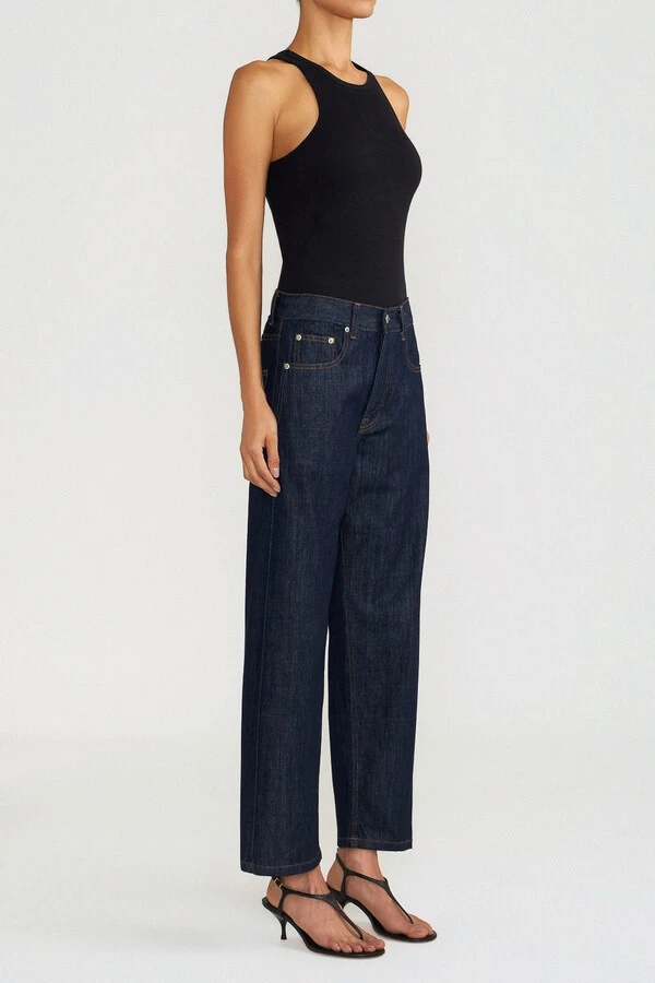 Calça Wide Leg Cropped Raw Denim