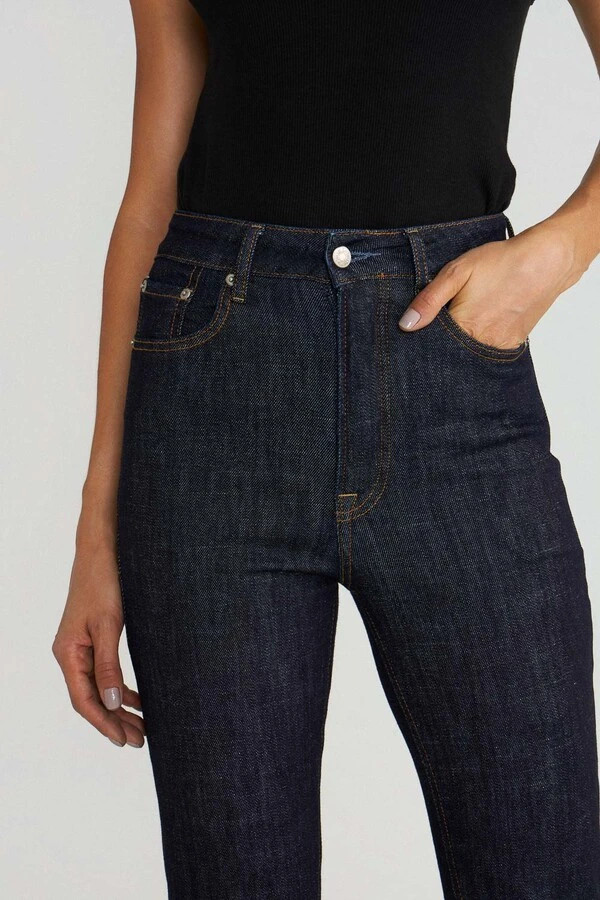 Calça Cropped Zip Raw Denim