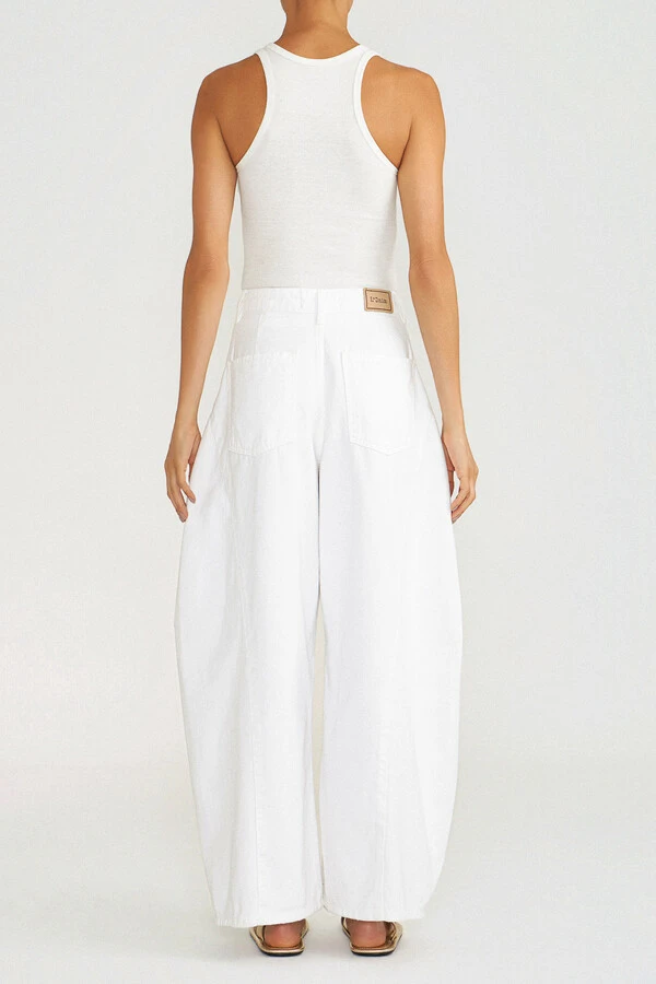Calça Tailor Barrel White Denim