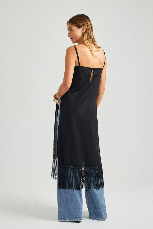 Tunica Cambraia De Linho Preto