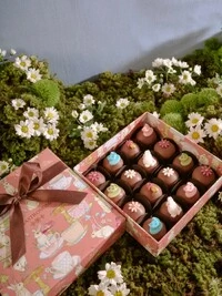 Caixa 16 Pães de Mel Mini com Apliques de Páscoa