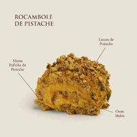 Rocambole Pistache com Ovos Moles Dia dos Pais