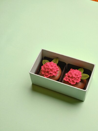 FotoCaixa 02 Pães de Mel Tradicional com Apliques de Flor 3D