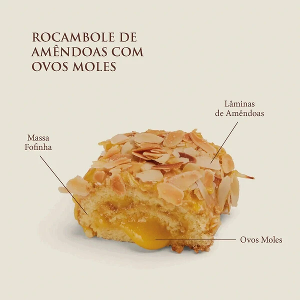 Rocambole Amêndoas com Ovos Moles Dia dos Pais