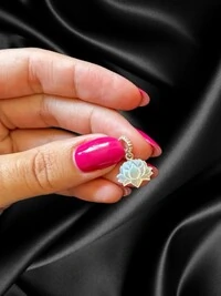 Pingente flor de Lótus argola cravejada em Prata 925 com Ródio