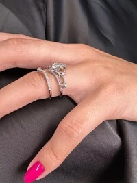 Anel 2 em 1 Coroa Moissanite 0,5 Ct Prata 925 Ródio