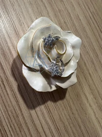 Brinco argola flor zircônia P prata 925 Ródio