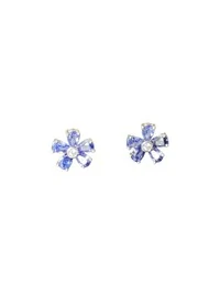 Brinco Flor M zircônia tanzanita Prata 925 Ródio