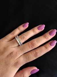 Anel aliança inteira zircônia retangular Prata 925 Ródio